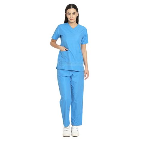 IndoSurgicals Scrub Suits for Women Doctors Poly Cotton (Blue) Online ...