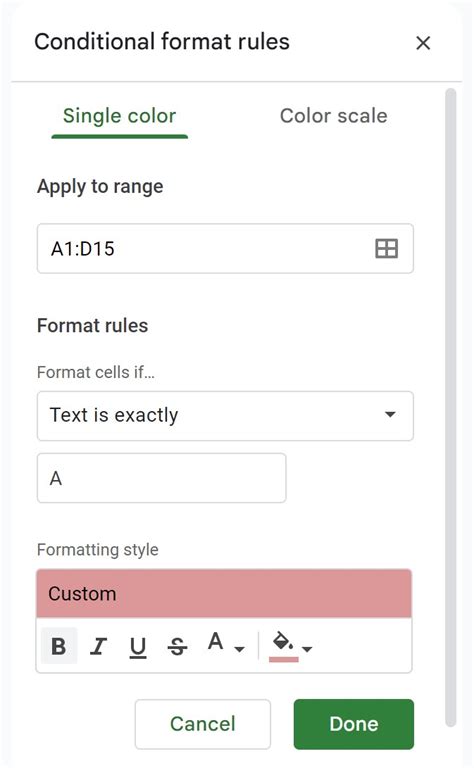 Image result for Google Sheets Conditional Formatting Color
