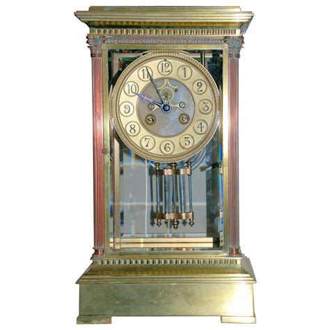 Antique Bronze Clock with Crystal and Mercury Pendulum Regulator at 1stDibs