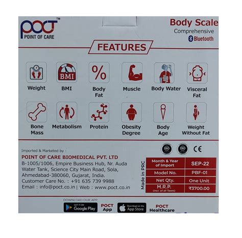 Poct Body Scan Complete Digital Body Composition Monitor PBF01 With Wh ...
