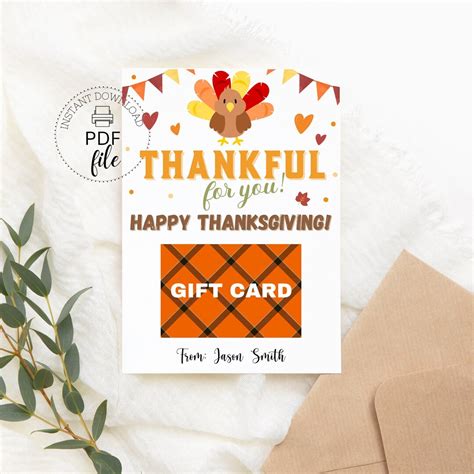 Happy Thanksgiving Gift Card Holder Template | Printable Thankful for ...