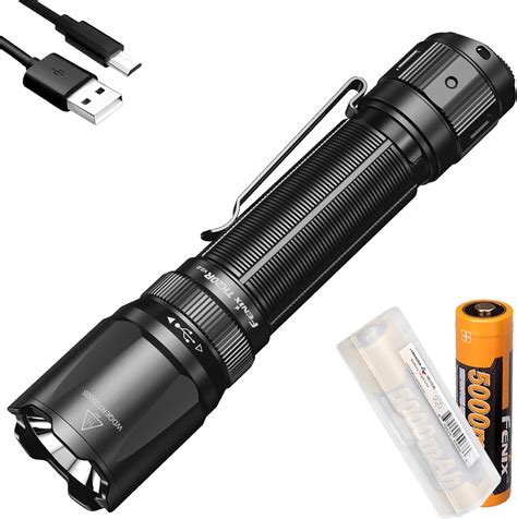 Fenix TK20R v2.0 3000 Lumen Rechargeable Tactical Flashlight, Long Throw with Two ARB-L21-5000 ...