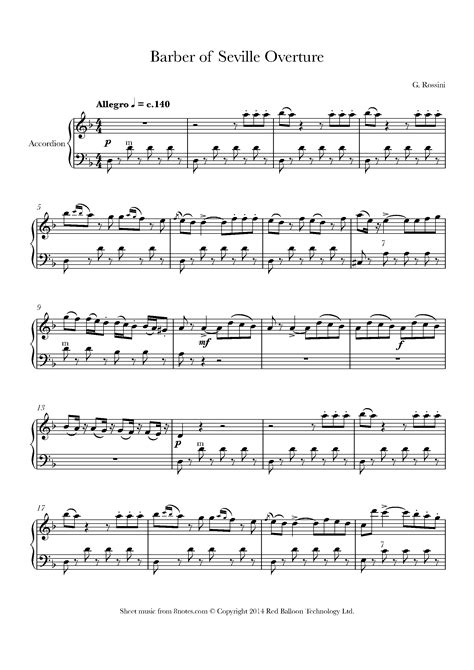 Rossini, Giacchino - Barber of Seville Overture (Full) for Accordion ...