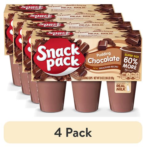 (4 pack) Snack Pack Chocolate Flavored Pudding, 6 Count Pudding Cups ...