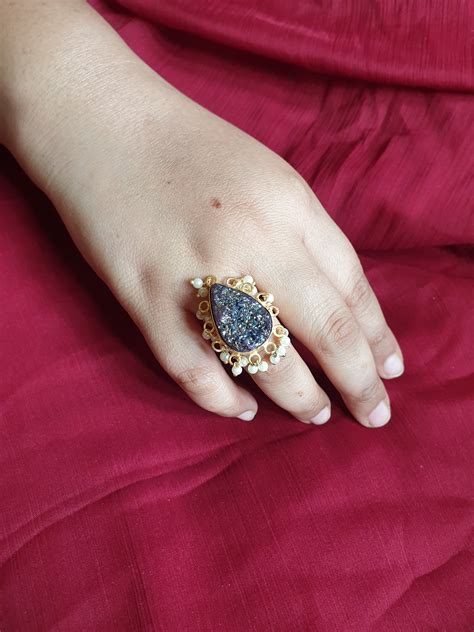 Drop Shape Shiny Stone Adjustable Ring – Jaipri