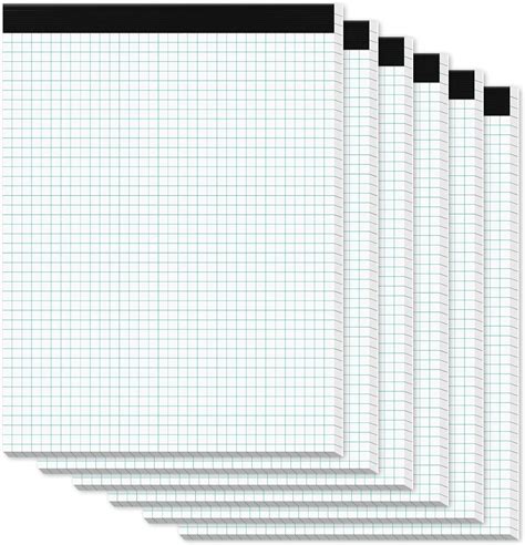 Pads 8.5 x 11, 6 Pack, 4x4 Blue Quad Grid Paper Pad, White Quadrille ...