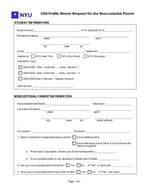 2024-2026 Form New York University CSS Profile Waiver Request for the ...
