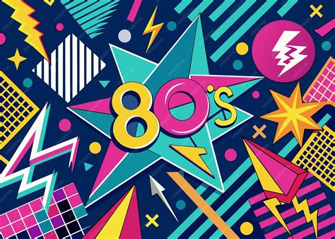 Premium Vector | 80s Theme Background elements bright colors