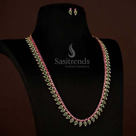 Matte Gold Plated Palakka Mango Necklace Set – Sasitrends