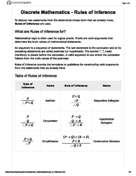 Inference RULE - lecture05 - tutorialspoint Page 1 of 5 Discrete ...
