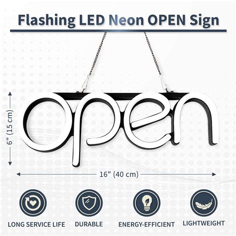 Flashing LED Neon Open Sign Light for Business with ON & Off Switch ...