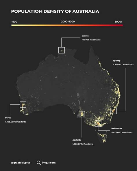 Population density of Australia. by u/graphicly_ - Maps on the Web