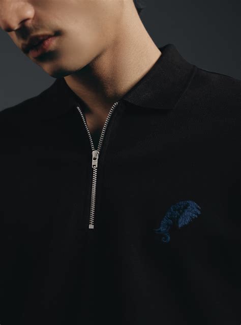 Buy Coal Black Cotton Pique Polo | Casual Black Structure Polo for Men ...