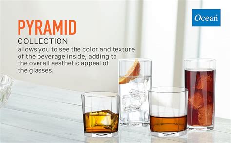 Buy Ocean Pyramid Glass Set, 380ml, Set of 6, Transparent ...