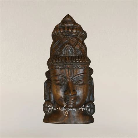 14" Handcrafted Wooden Vishnu Divine Face Mask Art