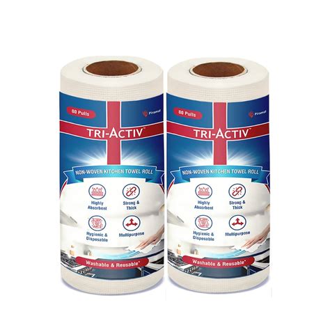 Tri-Activ Washable & Reusable Kitchen Towel Roll | 80 Pulls per Roll ...