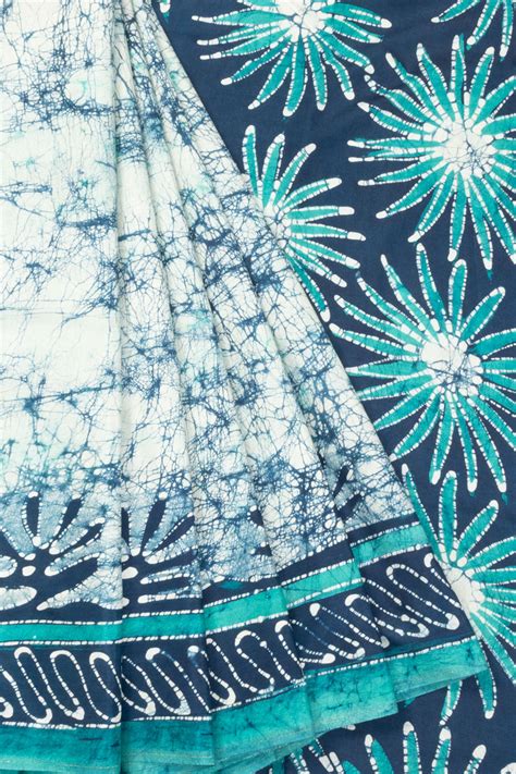 Blue Batik Muslin Silk Saree 10068317 – Avishya.com