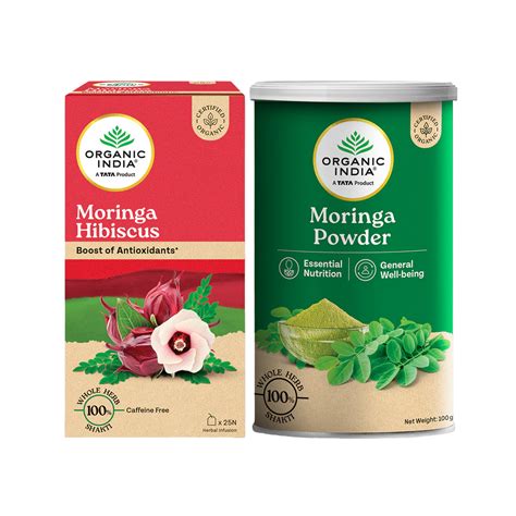 Moringa (Powder + Moringa Hibiscus Tea) Combo – Organic India