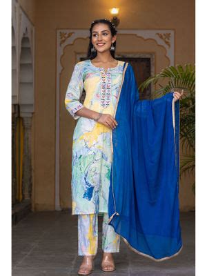 Buy Zolo Label Bule Marbel Print 3 Piece Suit (Set of 3) Online