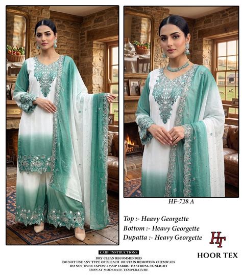 Hoor Tex 728 A To D Georgette Embroidered Salwar Kameez
