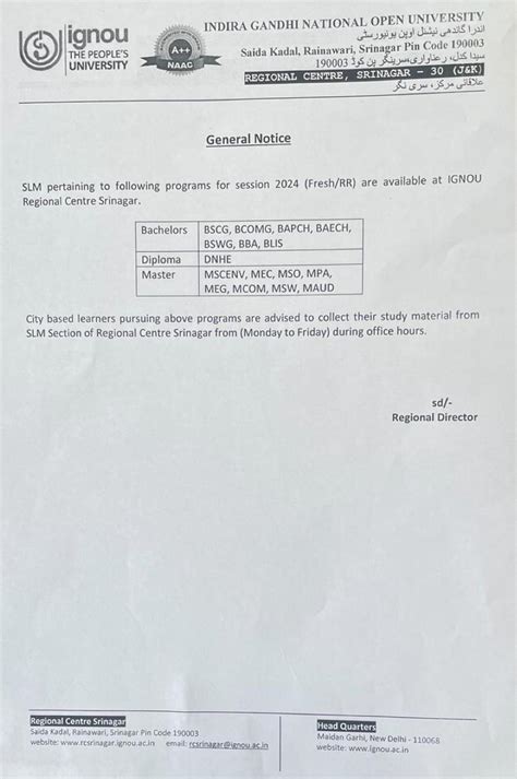 IGNOU-RC-Srinagar - News & Events - Latest - Notice regarding SLM of ...