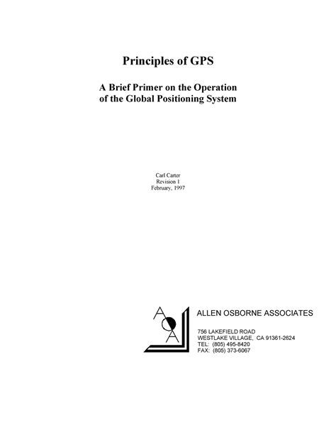 Principles of Global Positioning System (GPS) - Principles of GPS A ...