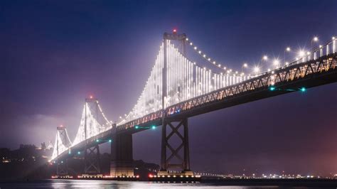 Download wallpaper 1366x768 bridge, architecture, lights, night tablet ...