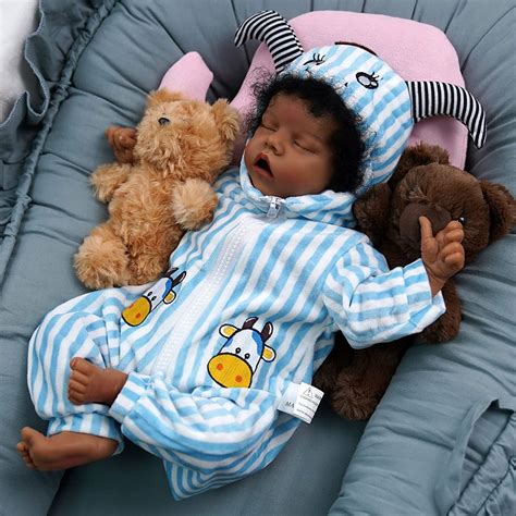 Buy JIZHI Reborn Baby Dolls Black African American Realistic Newborn ...