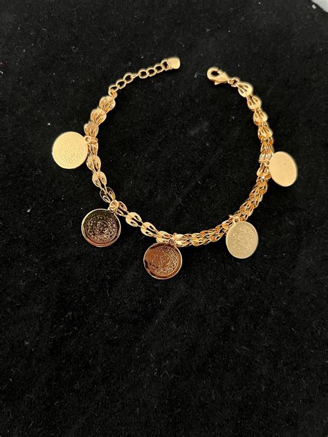 Classy 22k Gold-plated Lira Bracelet, Middle Eastern Jewelry, Gold ...