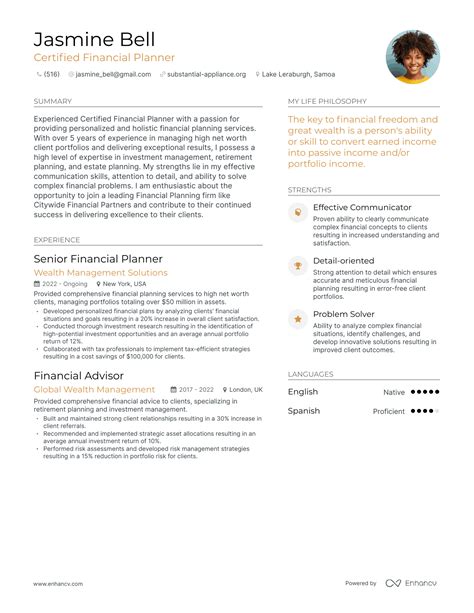 3 Successful Certified Financial Planner Resume Examples And Writing ...