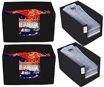 Kuber Industries Non Woven 2 Piece Shirt Stacker and 2 Piece Foldable ...
