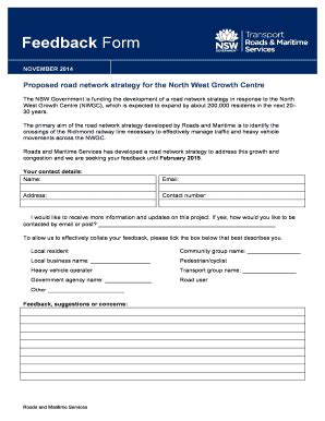 Fillable Online Feedback Form - Proposed road network strategy for the ...