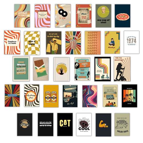 EKDALI Aesthetic boho small posters set of 32 posters for wall ...
