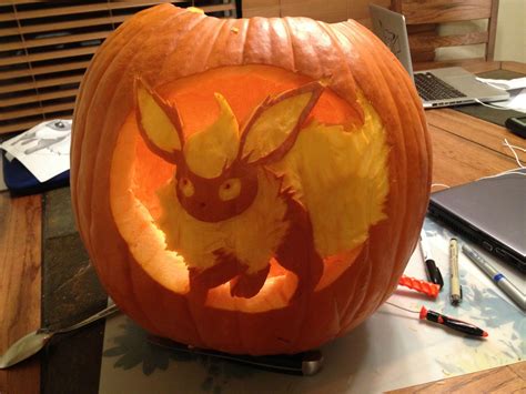 I carved a Flareon pumpkin! : pokemon