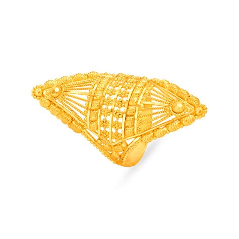 Traditional Gold Finger Ring With Jali Work