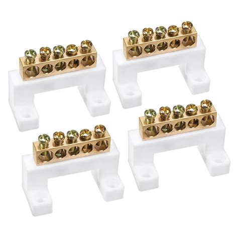 uxcell Copper Screw Terminal Block Connector Bar 100A Double Row Bridge ...