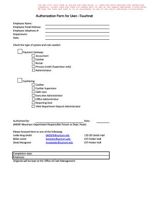 Fillable Online auburn Authorization Form for Users -Touchnet - auburn ...