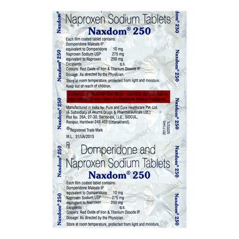NAXDOM 250MG TABLET 15'S : View Price, Combination and Alternatives ...