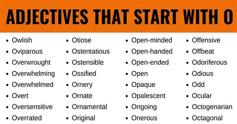515 Best Adjectives that Start with O | O Adjectives - ESL Forums
