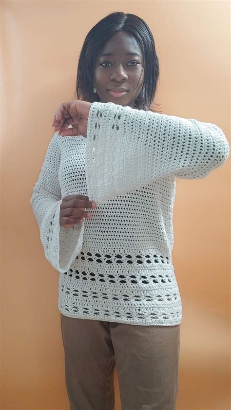 Crochet Sleeve Long Sweater at Alan Fontana blog