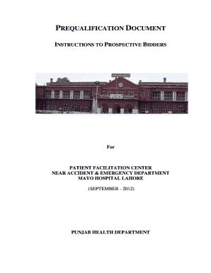 Fillable Online mayohospital gop PREQUALIFICATION DOCUMENT INSTRUCTIONS ...