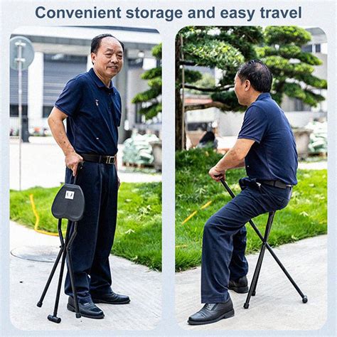Queroig 300 Lbs Crutch Stool with Seat Lightweight Folding Walking ...