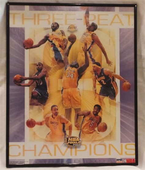 2002 Los Angeles Lakers Three-Peat Champions NBA 16x20 Framed Poster | eBay