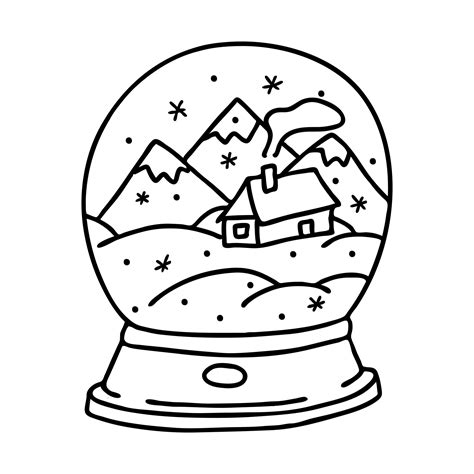 Snow Globe Drawing Black And White at Larry Childs blog