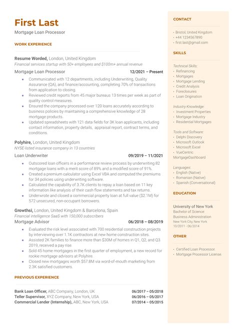 Mortgage Loan Processor Resume Examples for 2025 | Resume Worded