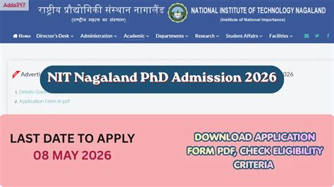 NIT Nagaland PhD Admission 2026