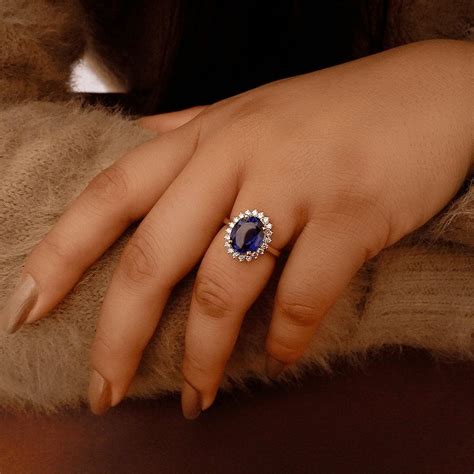 Buy Layla Blue Stone Diamond Ring 18 KT yellow gold (4.276 gm ...