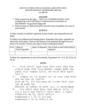 Winter Holiday Homework - Fill and Sign Printable Template Online