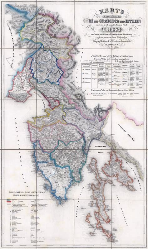 1850 map of Austrian Littoral (Princely County of Gorizia and Gradisca, Imperial Free City of ...