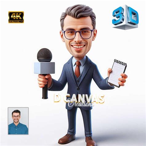 Buy Custom Male Reporter Caricature – Figurine, Personalized Gift for ...
